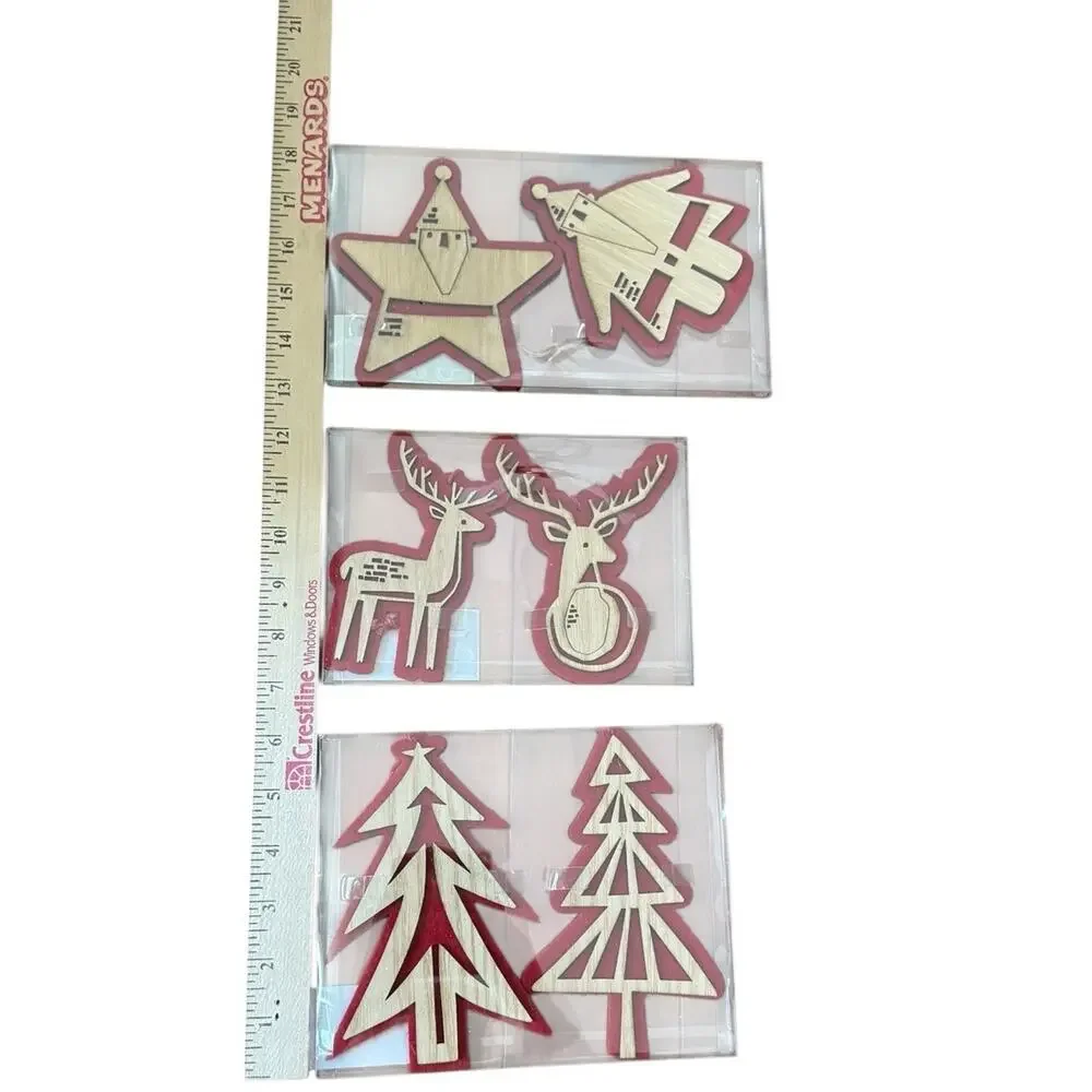 Christmas Holiday Northern Horizons Ornaments (12) Wooden Reindeer‎ Tree Santa